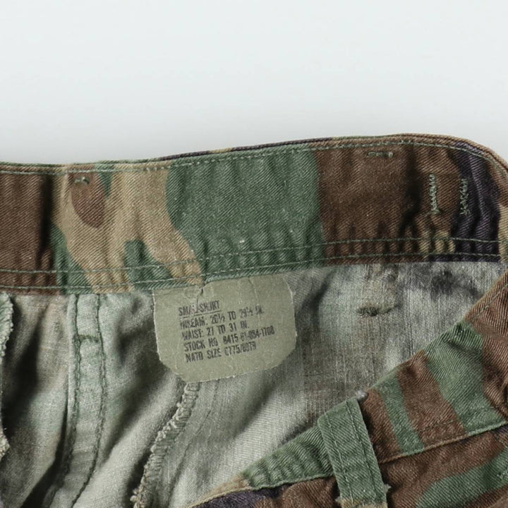 1990'S US Military Issue Camouflage Pattern Woodland Camo Military Cargo Pants Combat Pants Made in USA Small-Short Men's W30 Equivalent cotton Khaki type Vintage Second Hand