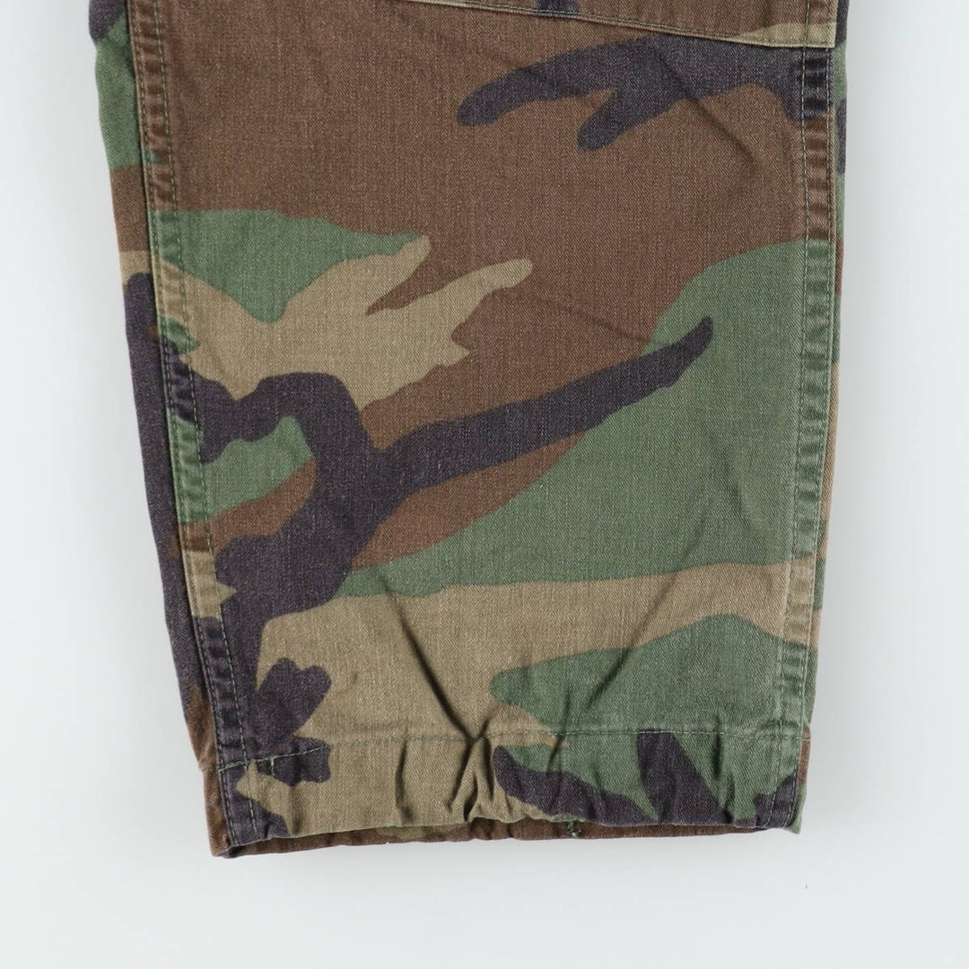 1990'S US Military Issue Camouflage Pattern Woodland Camo Military Cargo Pants Combat Pants Made in USA Small-Short Men's W30 Equivalent cotton Khaki type Vintage Second Hand