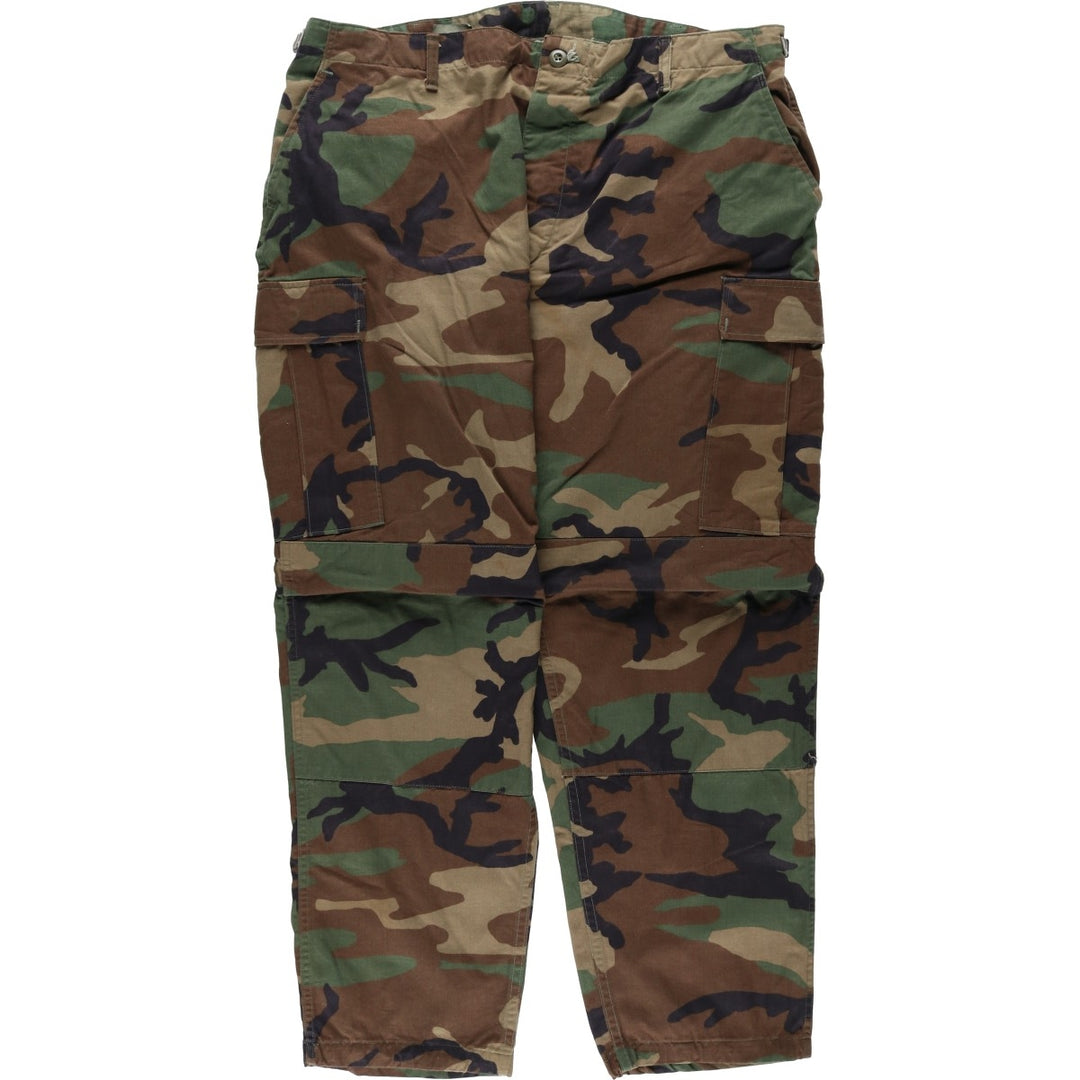 Big Size 90'S Civilian Camouflage Pattern Woodland Camo Military Cargo Pants Made in USA Men's W43 Equivalent Vintage cotton Khaki type Vintage Second Hand