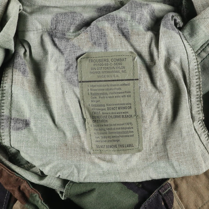 Big Size 90'S Civilian Camouflage Pattern Woodland Camo Military Cargo Pants Made in USA Men's W43 Equivalent Vintage cotton Khaki type Vintage Second Hand