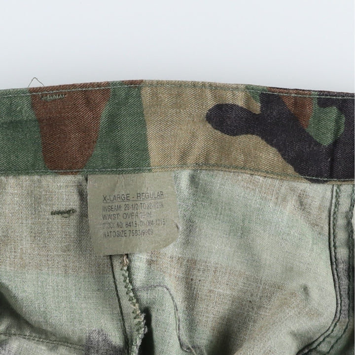 Big Size 90'S Civilian Camouflage Pattern Woodland Camo Military Cargo Pants Made in USA Men's W43 Equivalent Vintage cotton Khaki type Vintage Second Hand