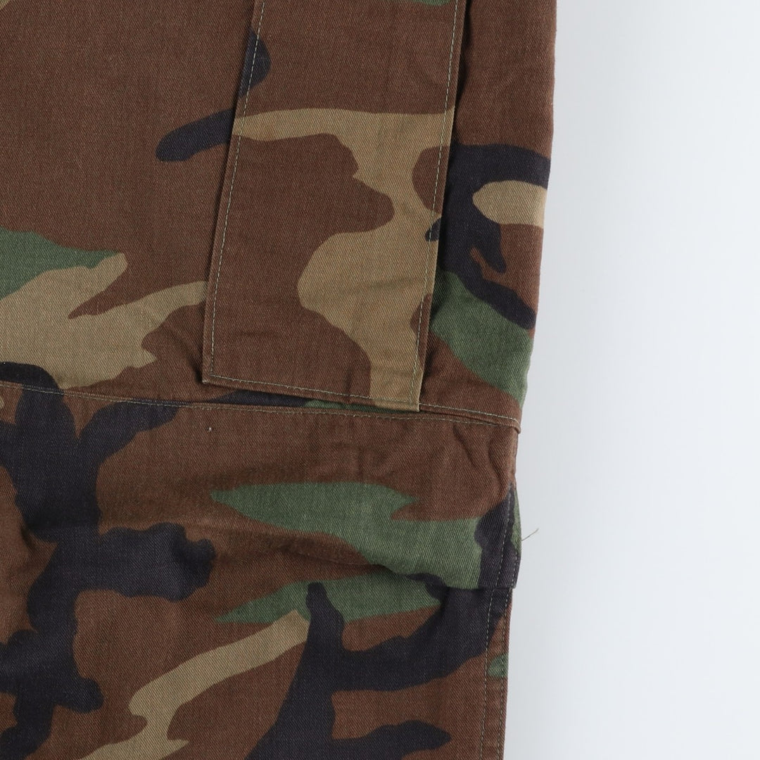 Big Size 90'S Civilian Camouflage Pattern Woodland Camo Military Cargo Pants Made in USA Men's W43 Equivalent Vintage cotton Khaki type Vintage Second Hand