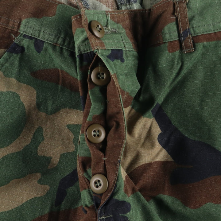 2000'S US Military Issue Camouflage Pattern Woodland Camo Ripstop Military Cargo Pants, Made in USA, MEDIUM-REGULAR (Men's W33 equivalent) cotton Khaki type Vintage Second Hand
