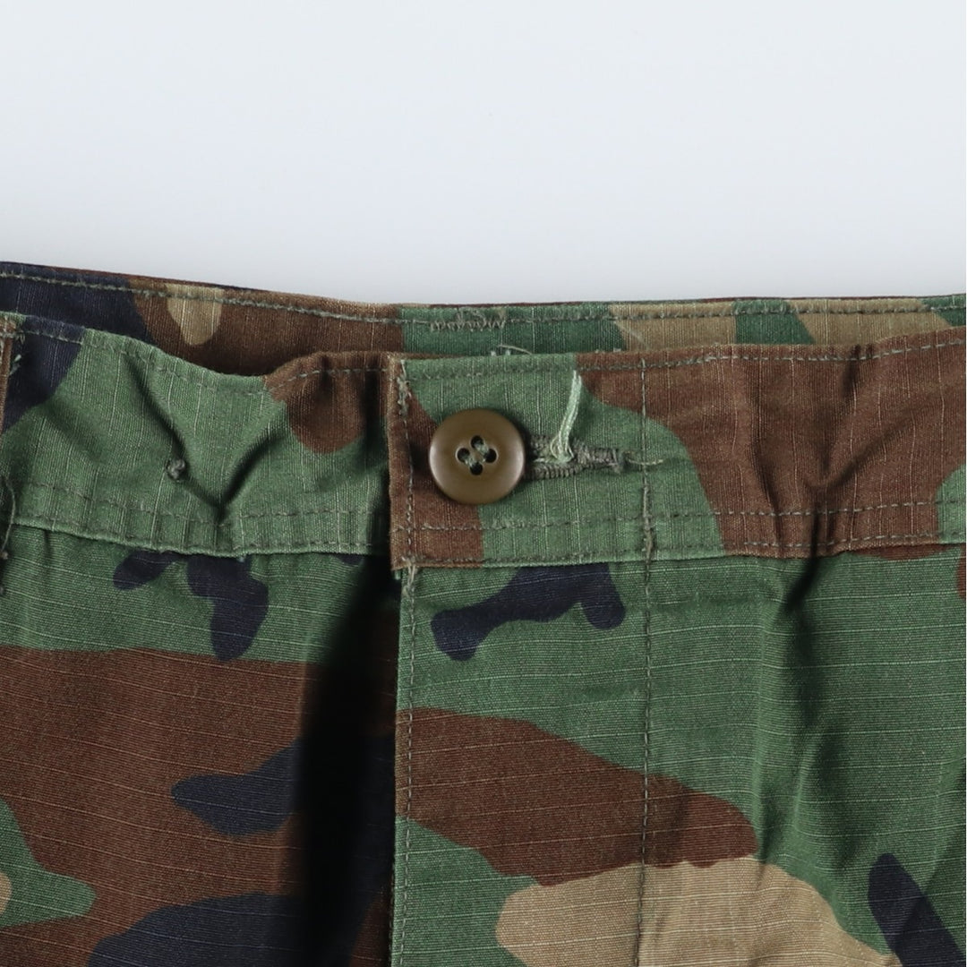2000'S US Military Issue Camouflage Pattern Woodland Camo Ripstop Military Cargo Pants, Made in USA, MEDIUM-REGULAR (Men's W33 equivalent) cotton Khaki type Vintage Second Hand