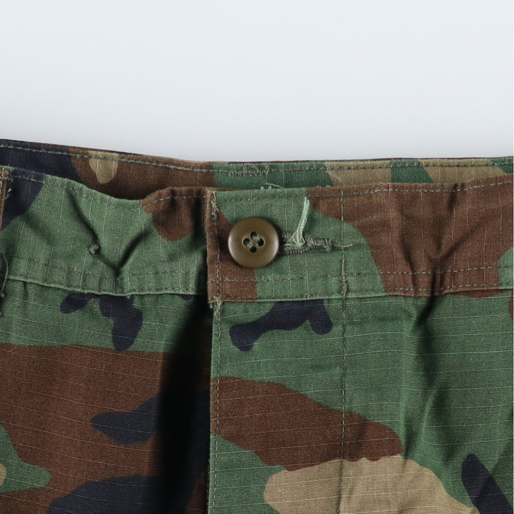 2000'S US Military Issue Camouflage Pattern Woodland Camo Ripstop Military Cargo Pants, Made in USA, MEDIUM-REGULAR (Men's W33 equivalent) cotton Khaki type Vintage Second Hand