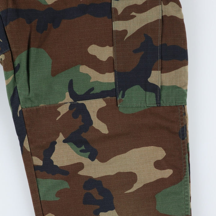 2000'S US Military Issue Camouflage Pattern Woodland Camo Ripstop Military Cargo Pants, Made in USA, MEDIUM-REGULAR (Men's W33 equivalent) cotton Khaki type Vintage Second Hand