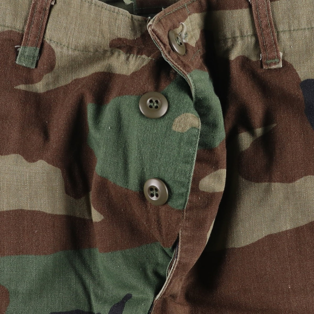 1990'S US Military Issue Camouflage Pattern Woodland Camo Military Cargo Pants, Made in USA, Medium-Short, Men's W34 (approx.), Vintage Nylon Khaki type Vintage Second Hand