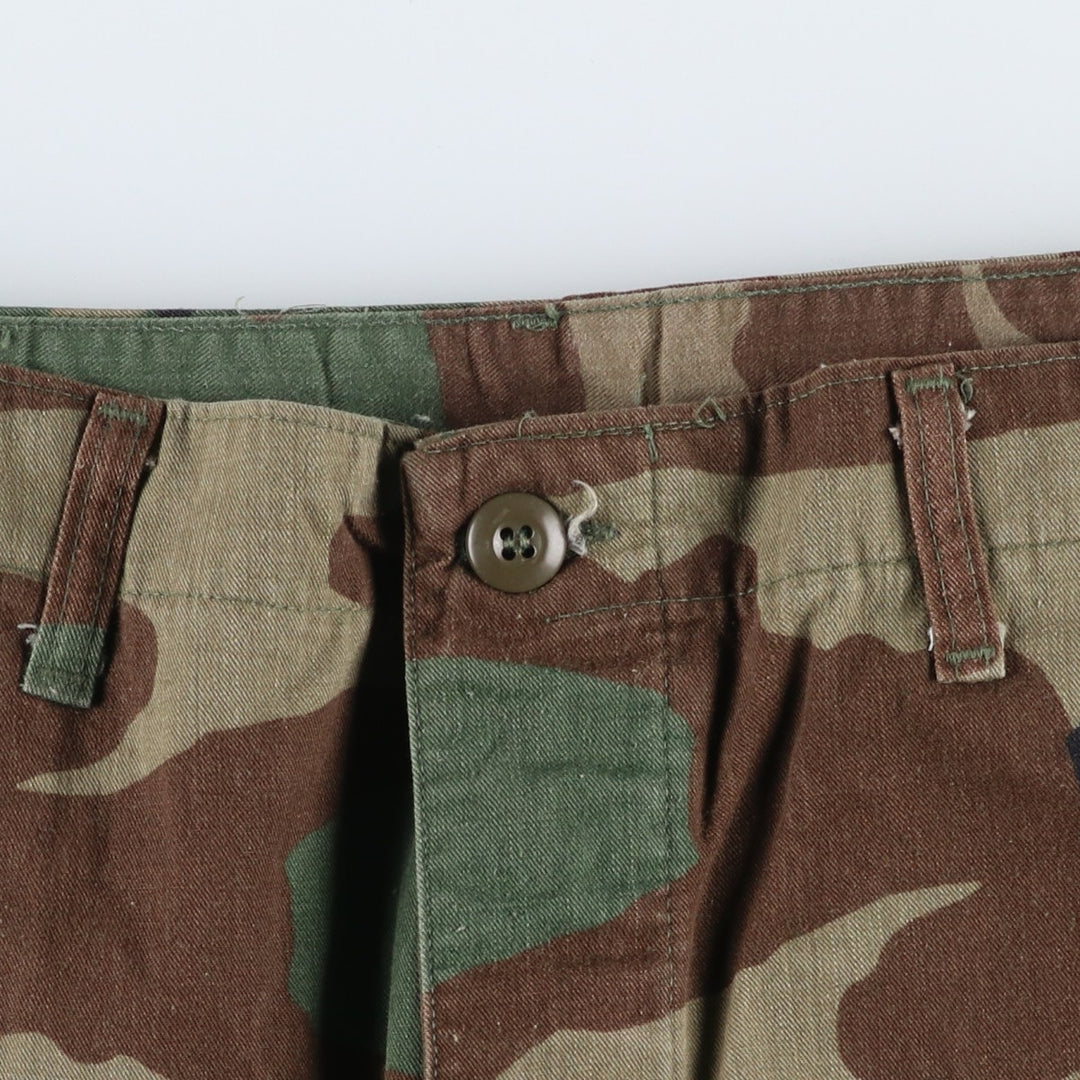 1990'S US Military Issue Camouflage Pattern Woodland Camo Military Cargo Pants, Made in USA, Medium-Short, Men's W34 (approx.), Vintage Nylon Khaki type Vintage Second Hand