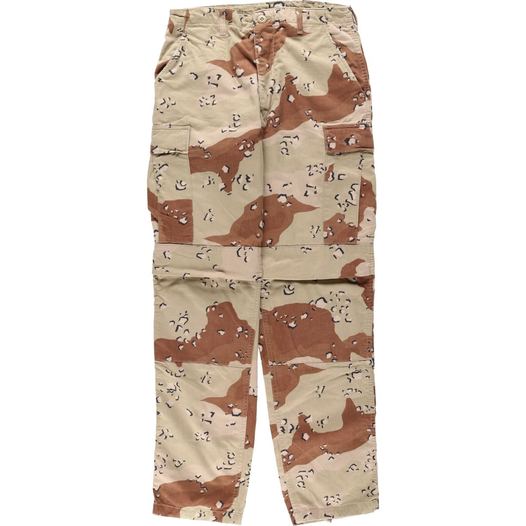 1980'S US Military Issue Camouflage Pattern 6C Desert Chocolate Chip Camo Military Cargo Pants Small-Long (Men's W32 equivalent) Vintage cotton Khaki type brown Vintage Second Hand