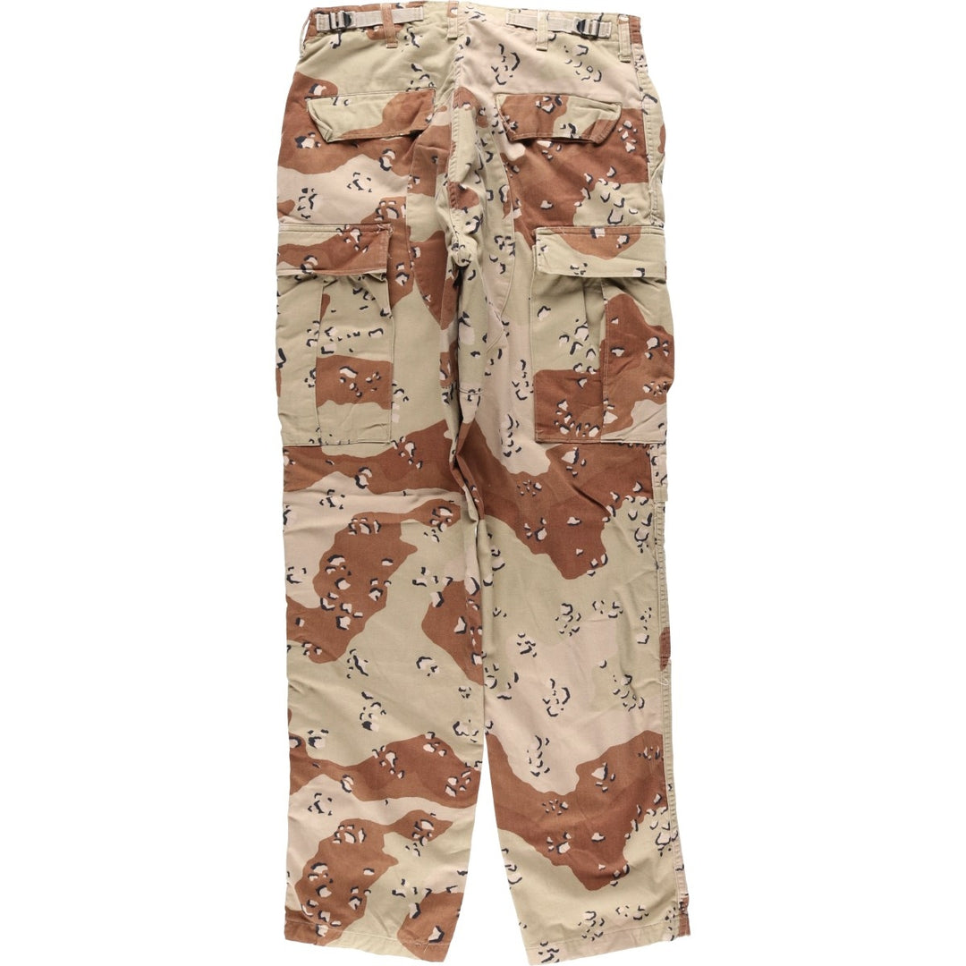 1980'S US Military Issue Camouflage Pattern 6C Desert Chocolate Chip Camo Military Cargo Pants Small-Long (Men's W32 equivalent) Vintage cotton Khaki type brown Vintage Second Hand