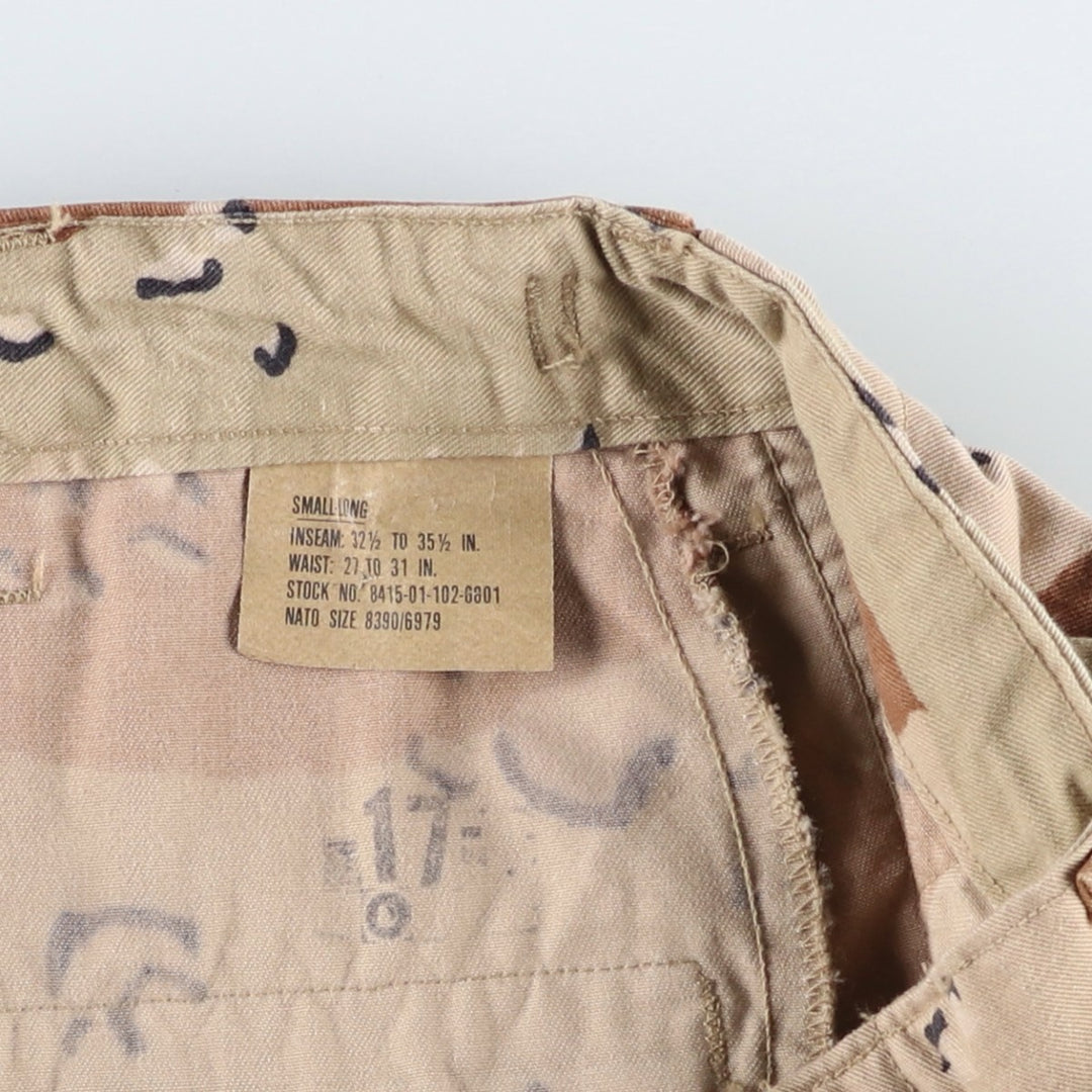 1980'S US Military Issue Camouflage Pattern 6C Desert Chocolate Chip Camo Military Cargo Pants Small-Long (Men's W32 equivalent) Vintage cotton Khaki type brown Vintage Second Hand