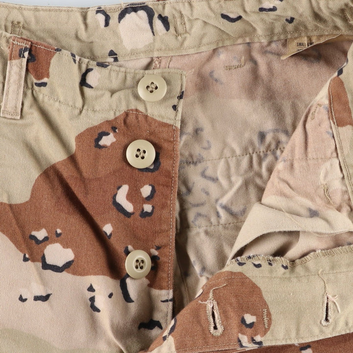 1980'S US Military Issue Camouflage Pattern 6C Desert Chocolate Chip Camo Military Cargo Pants Small-Long (Men's W32 equivalent) Vintage cotton Khaki type brown Vintage Second Hand