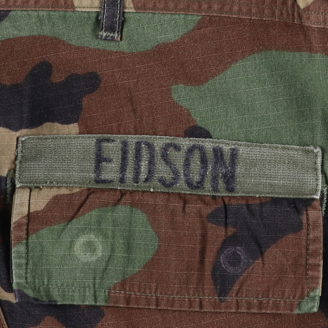 1990'S US Military Issue Camouflage Pattern Woodland Camo Ripstop Military Cargo Pants, Made in USA, MEDIUM-REGULAR (Men's W36 equivalent) Nylon Khaki type Vintage Second Hand