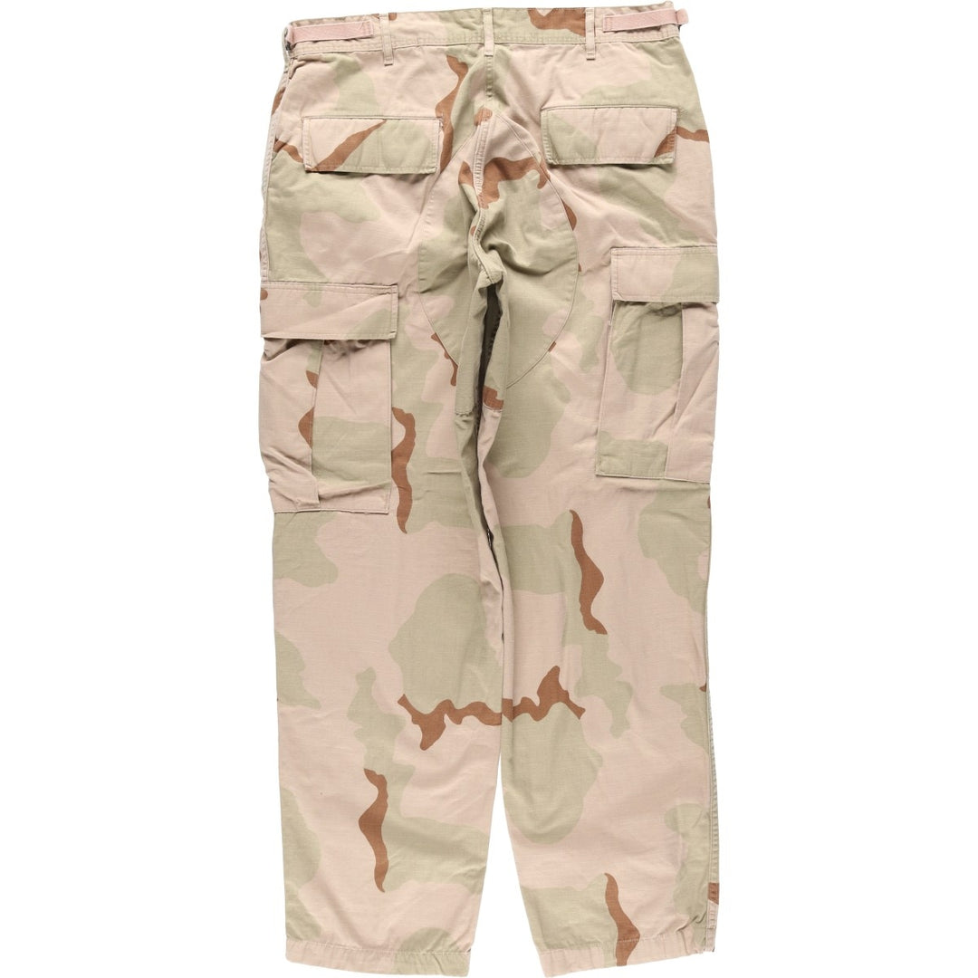 2000'S US Military Issue Camouflage Pattern 3C Desert Camo Ripstop Military Cargo Pants, Made in USA, MEDIUM-REGULAR (Men's W35 equivalent) cotton Khaki type beige Vintage Second Hand