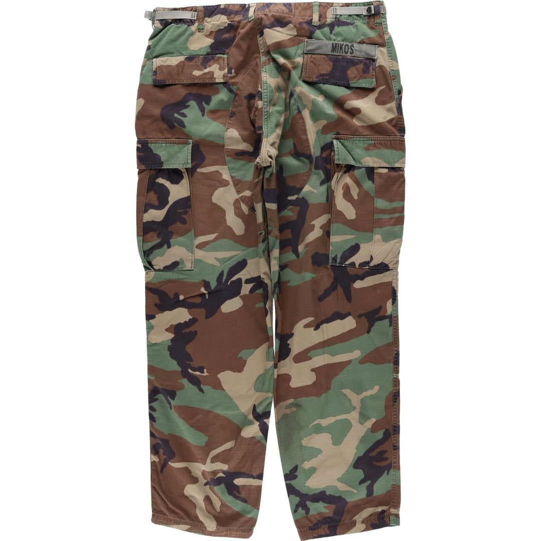 90'S US Military Genuine Woodland Camo Ripstop Military Cargo Pants Combat Pants Made in USA LARGE-REGULAR Nylon Khaki type Vintage Second Hand