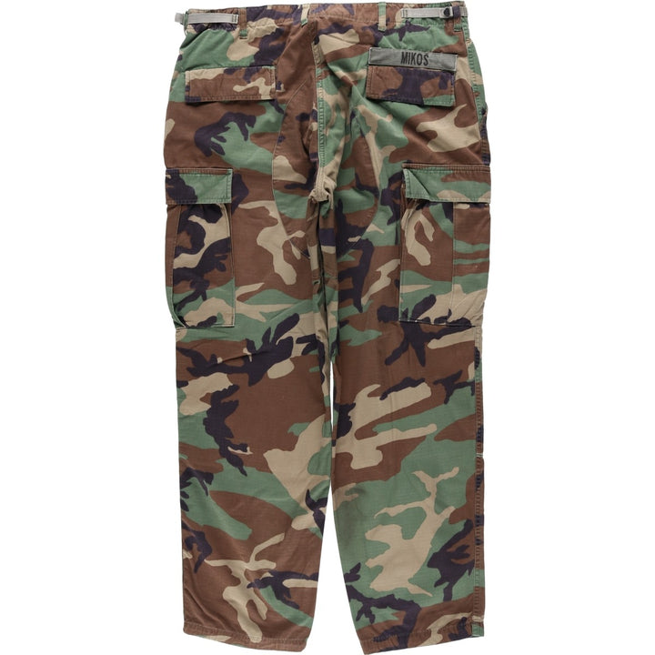 90'S US Military Genuine Woodland Camo Ripstop Military Cargo Pants Combat Pants Made in USA LARGE-REGULAR Nylon Khaki type Vintage Second Hand