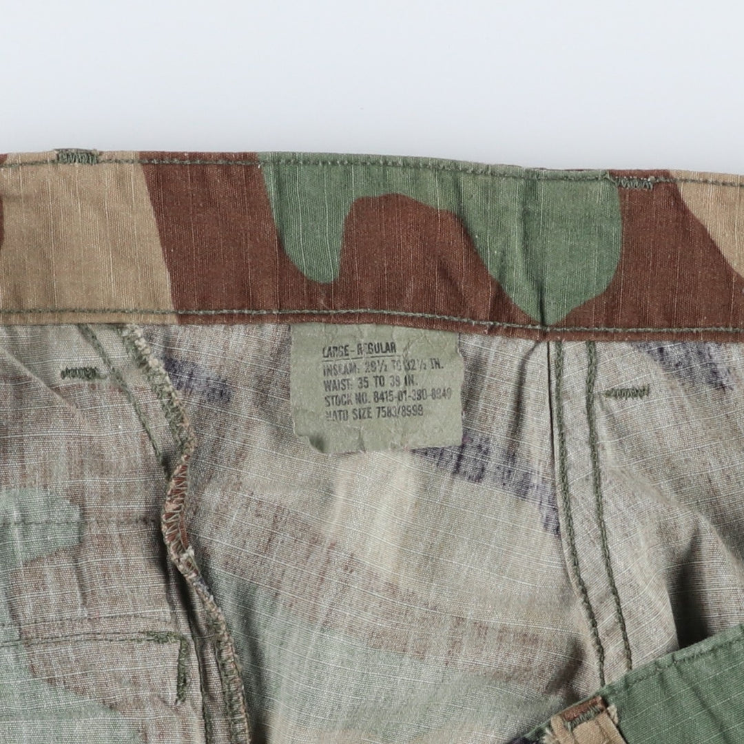90'S US Military Genuine Woodland Camo Ripstop Military Cargo Pants Combat Pants Made in USA LARGE-REGULAR Nylon Khaki type Vintage Second Hand