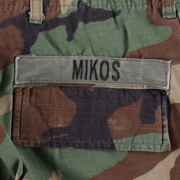 90'S US Military Genuine Woodland Camo Ripstop Military Cargo Pants Combat Pants Made in USA LARGE-REGULAR Nylon Khaki type Vintage Second Hand