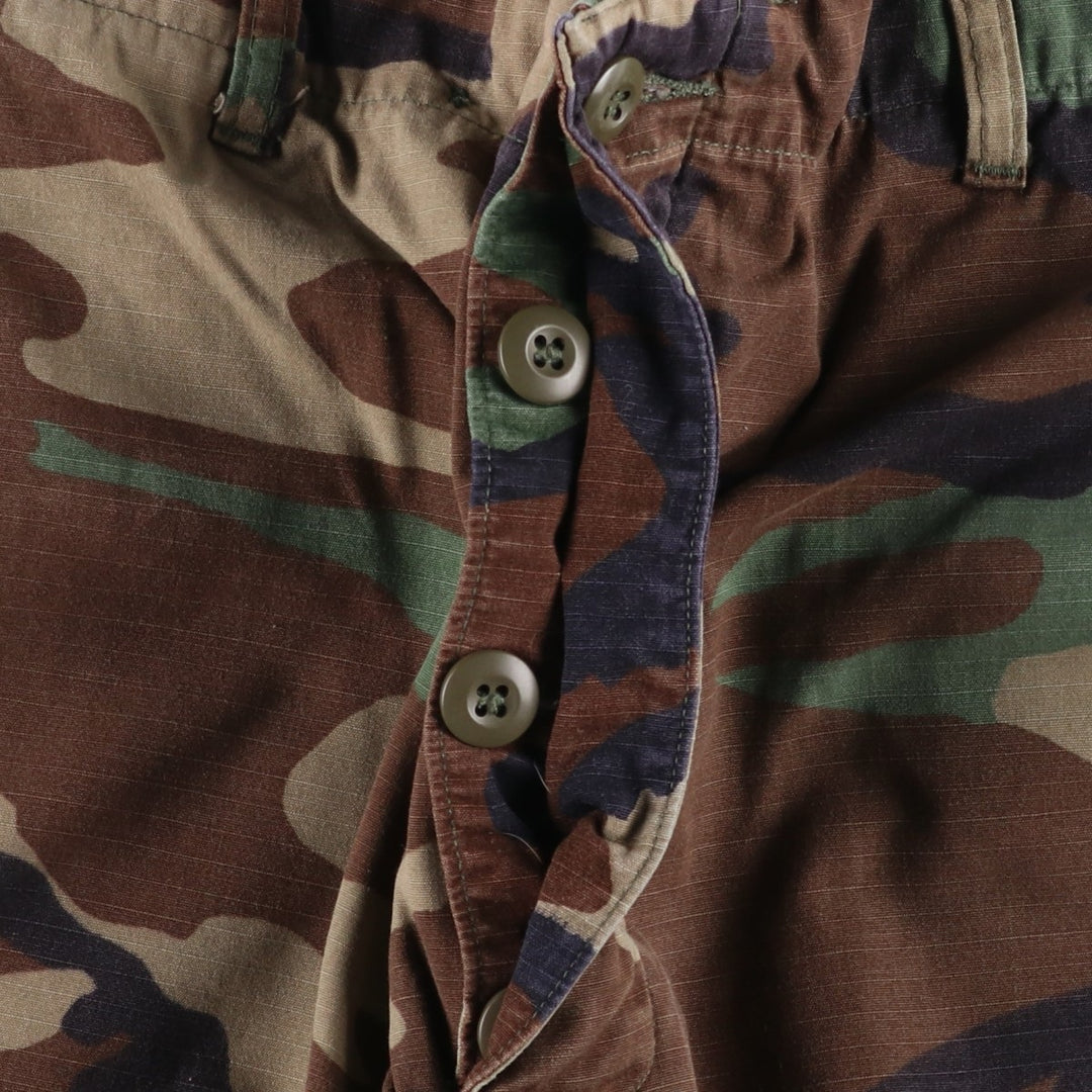 90'S US Military Genuine Woodland Camo Ripstop Military Cargo Pants Combat Pants Made in USA LARGE-REGULAR Nylon Khaki type Vintage Second Hand