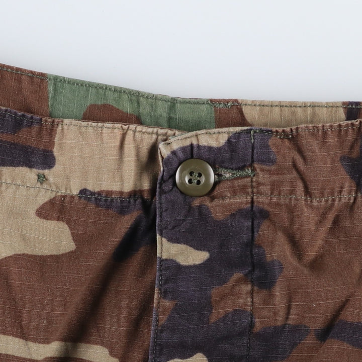 90'S US Military Genuine Woodland Camo Ripstop Military Cargo Pants Combat Pants Made in USA LARGE-REGULAR Nylon Khaki type Vintage Second Hand
