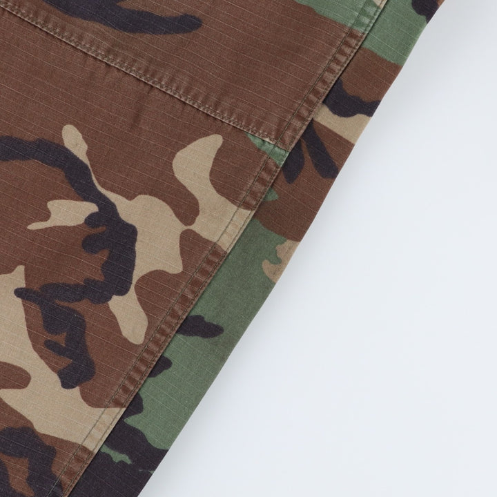 90'S US Military Genuine Woodland Camo Ripstop Military Cargo Pants Combat Pants Made in USA LARGE-REGULAR Nylon Khaki type Vintage Second Hand