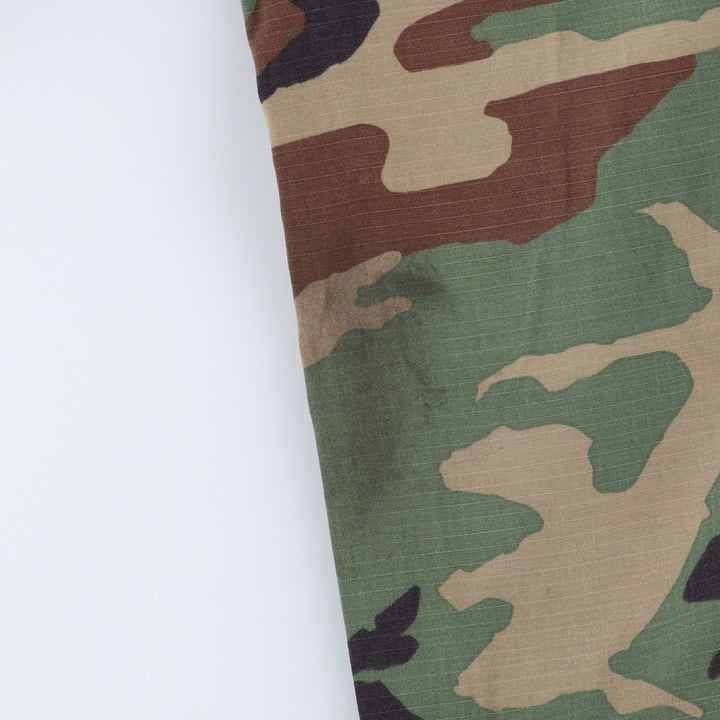 90'S US Military Genuine Woodland Camo Ripstop Military Cargo Pants Combat Pants Made in USA LARGE-REGULAR Nylon Khaki type Vintage Second Hand