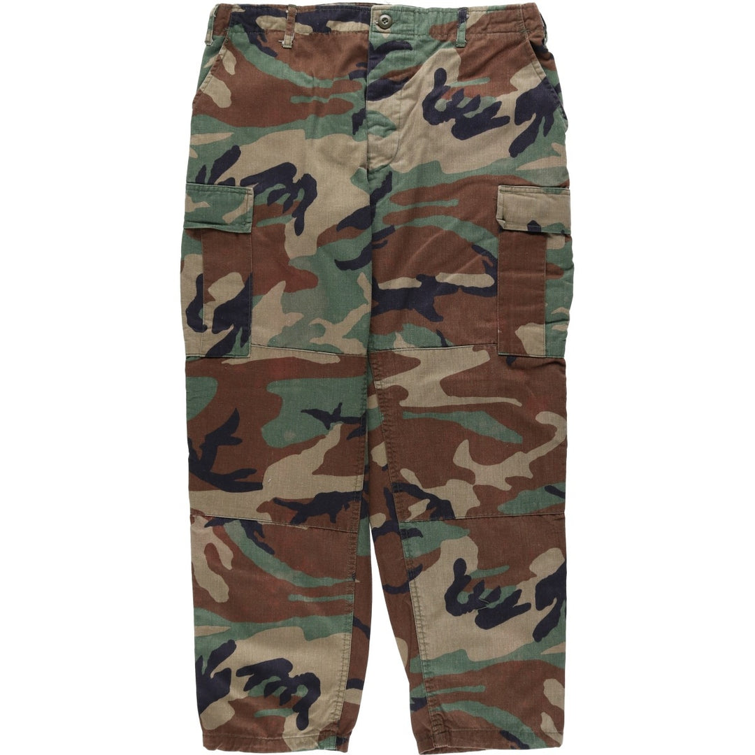 Civilian-made camouflage pattern woodland camo military cargo pants combat pants LARGE-REGULAR Men's W36 equivalent cotton Khaki type Vintage Second Hand