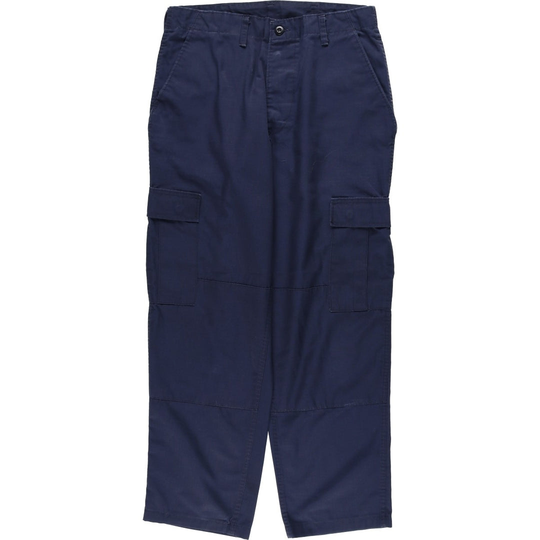 Civilian-made ripstop military cargo pants/combat pants, made in the USA, medium-x-long, men's size W34 equivalent. polyester navy blue type Vintage Second Hand