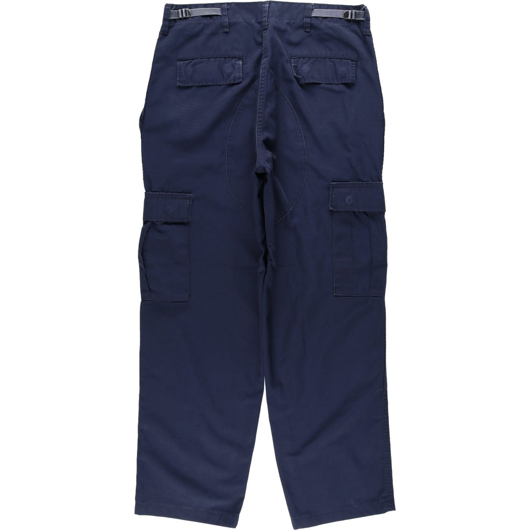 Civilian-made ripstop military cargo pants/combat pants, made in the USA, medium-x-long, men's size W34 equivalent. polyester navy blue type Vintage Second Hand