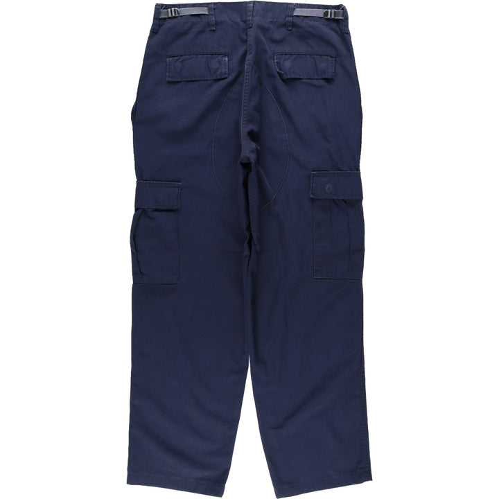 Civilian-made ripstop military cargo pants/combat pants, made in the USA, medium-x-long, men's size W34 equivalent. polyester navy blue type Vintage Second Hand