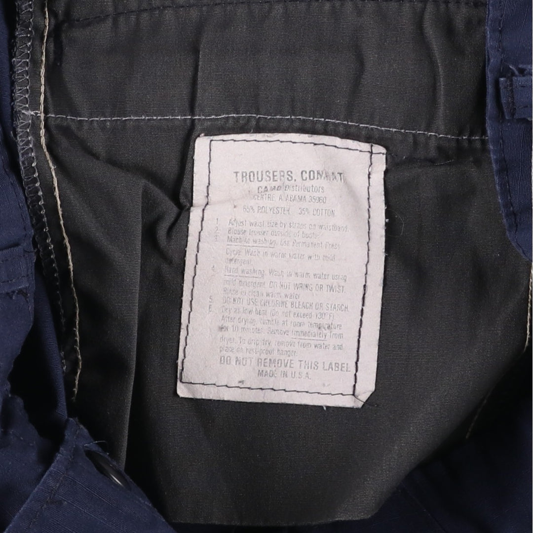 Civilian-made ripstop military cargo pants/combat pants, made in the USA, medium-x-long, men's size W34 equivalent. polyester navy blue type Vintage Second Hand