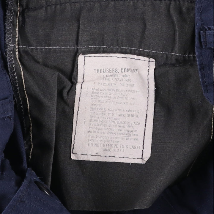 Civilian-made ripstop military cargo pants/combat pants, made in the USA, medium-x-long, men's size W34 equivalent. polyester navy blue type Vintage Second Hand