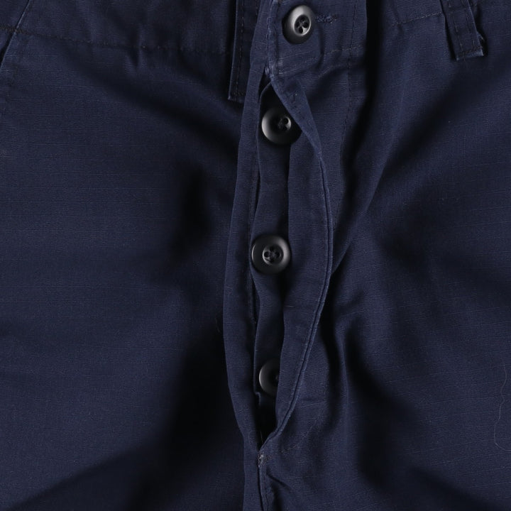 Civilian-made ripstop military cargo pants/combat pants, made in the USA, medium-x-long, men's size W34 equivalent. polyester navy blue type Vintage Second Hand