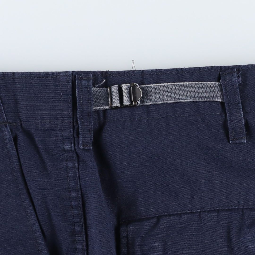 Civilian-made ripstop military cargo pants/combat pants, made in the USA, medium-x-long, men's size W34 equivalent. polyester navy blue type Vintage Second Hand