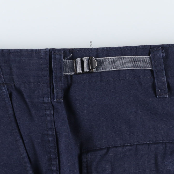 Civilian-made ripstop military cargo pants/combat pants, made in the USA, medium-x-long, men's size W34 equivalent. polyester navy blue type Vintage Second Hand