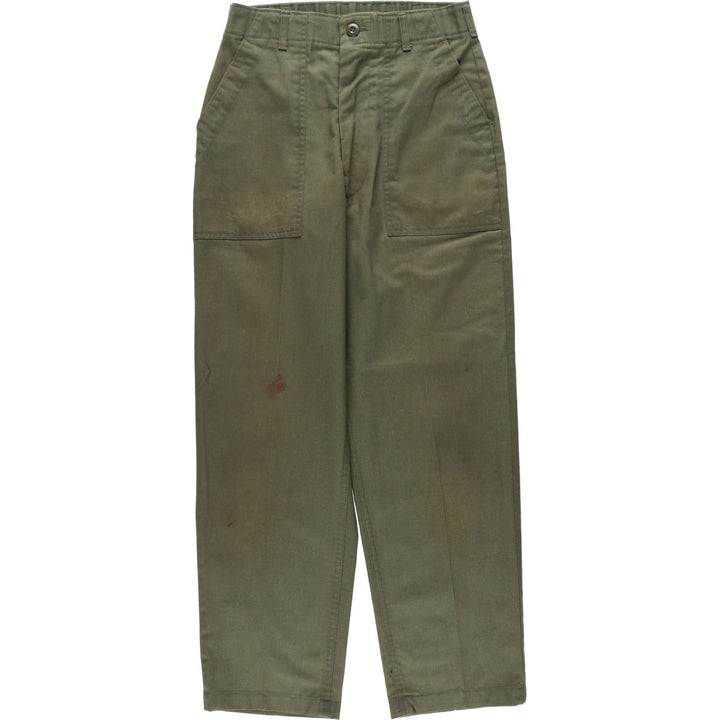 1980'S US Military Issue Military Pants, Made in USA, Size 30x29, Women's L (W28 equivalent), Vintage polyester Khaki type Vintage Second Hand