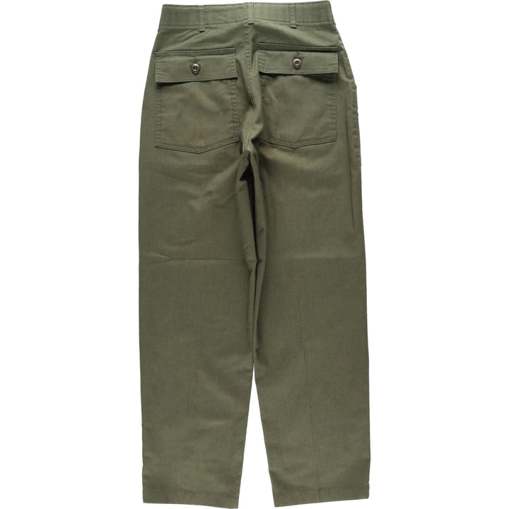 1980'S US Military Issue Military Pants, Made in USA, Size 30x29, Women's L (W28 equivalent), Vintage polyester Khaki type Vintage Second Hand