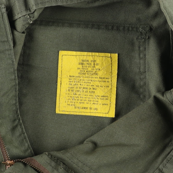 1980'S US Military Issue Military Pants, Made in USA, Size 30x29, Women's L (W28 equivalent), Vintage polyester Khaki type Vintage Second Hand