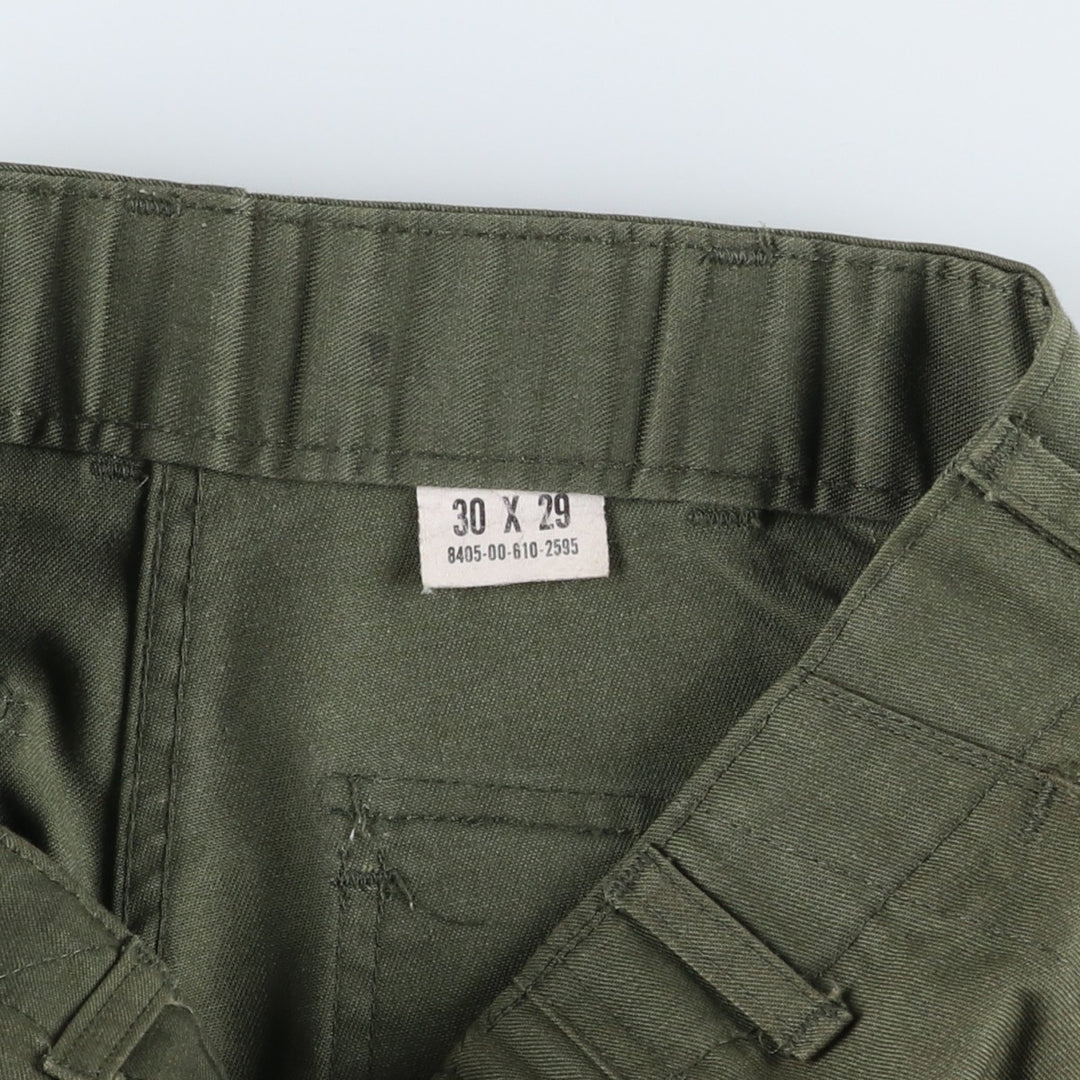 1980'S US Military Issue Military Pants, Made in USA, Size 30x29, Women's L (W28 equivalent), Vintage polyester Khaki type Vintage Second Hand