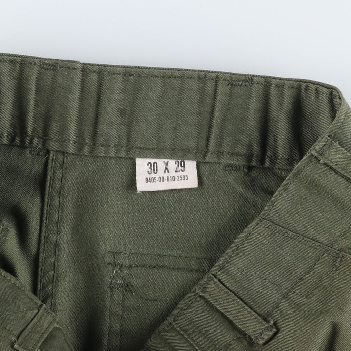 1980'S US Military Issue Military Pants, Made in USA, Size 30x29, Women's L (W28 equivalent), Vintage polyester Khaki type Vintage Second Hand