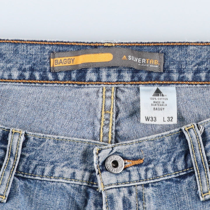 00'S Levi's SILVER TAB BAGGY tapered denim pants for men, size w34 cotton blue type Vintage Second Hand
