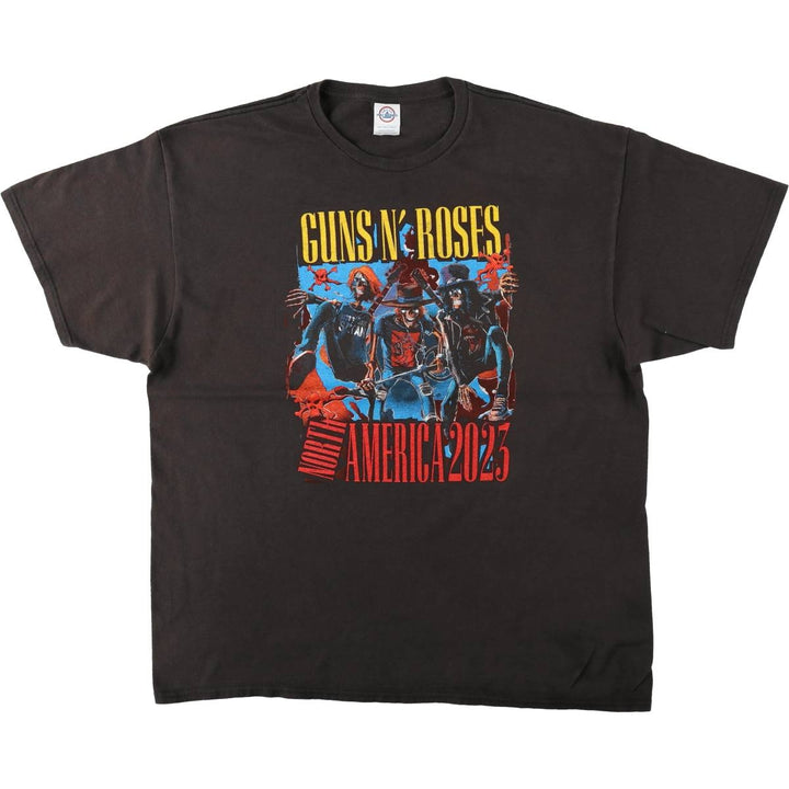 DELTA GUNS N' ROSES Skull Pattern Band T-Shirt (Men's XXL equivalent) cotton black type Vintage Second Hand