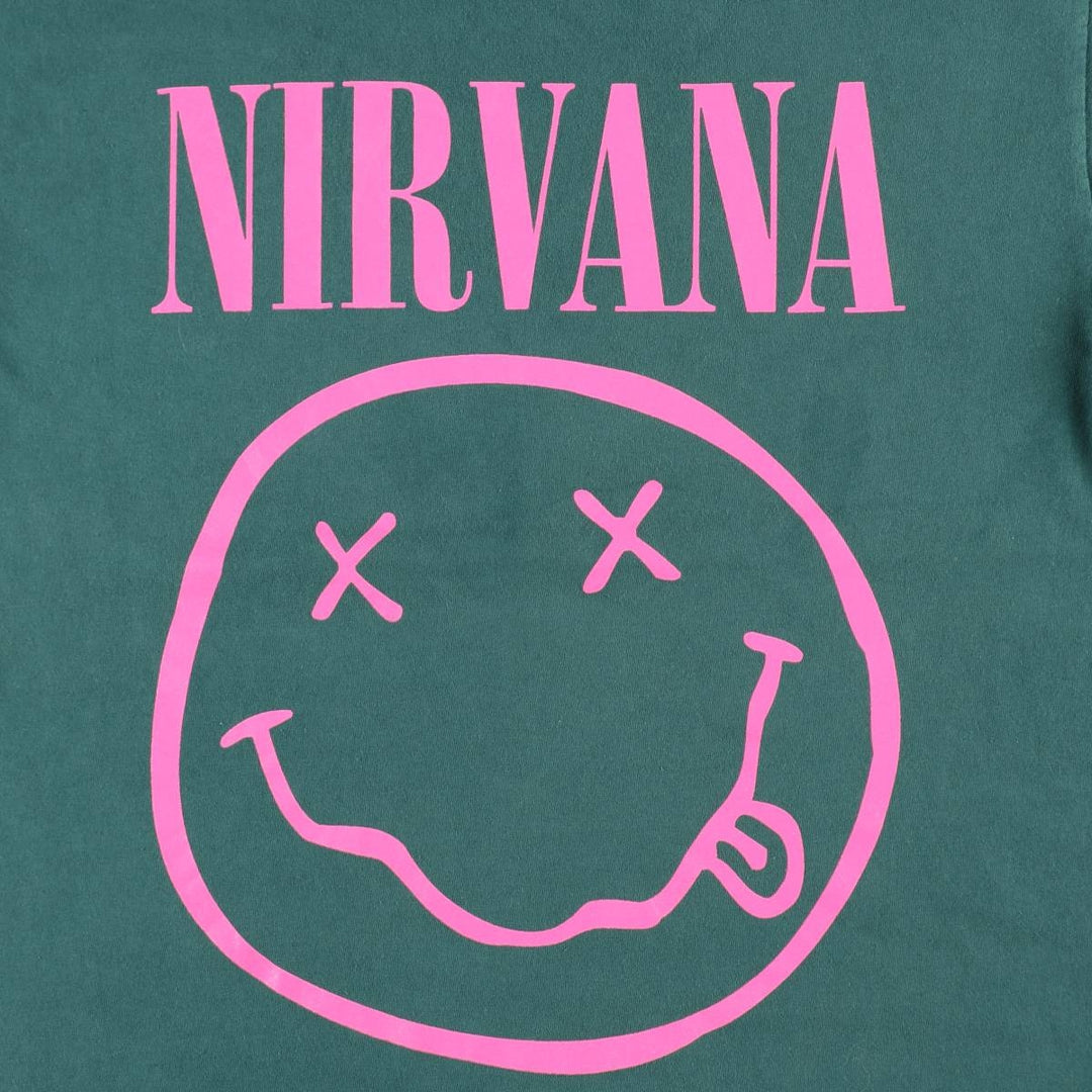 NIRVANA Nirvana Band T-shirt, Band T, Men's L size cotton green type Vintage Second Hand