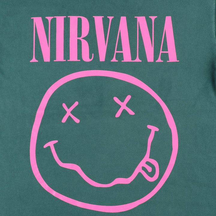 NIRVANA Nirvana Band T-shirt, Band T, Men's L size cotton green type Vintage Second Hand