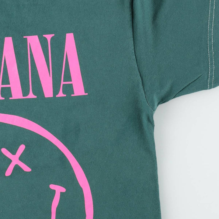 NIRVANA Nirvana Band T-shirt, Band T, Men's L size cotton green type Vintage Second Hand