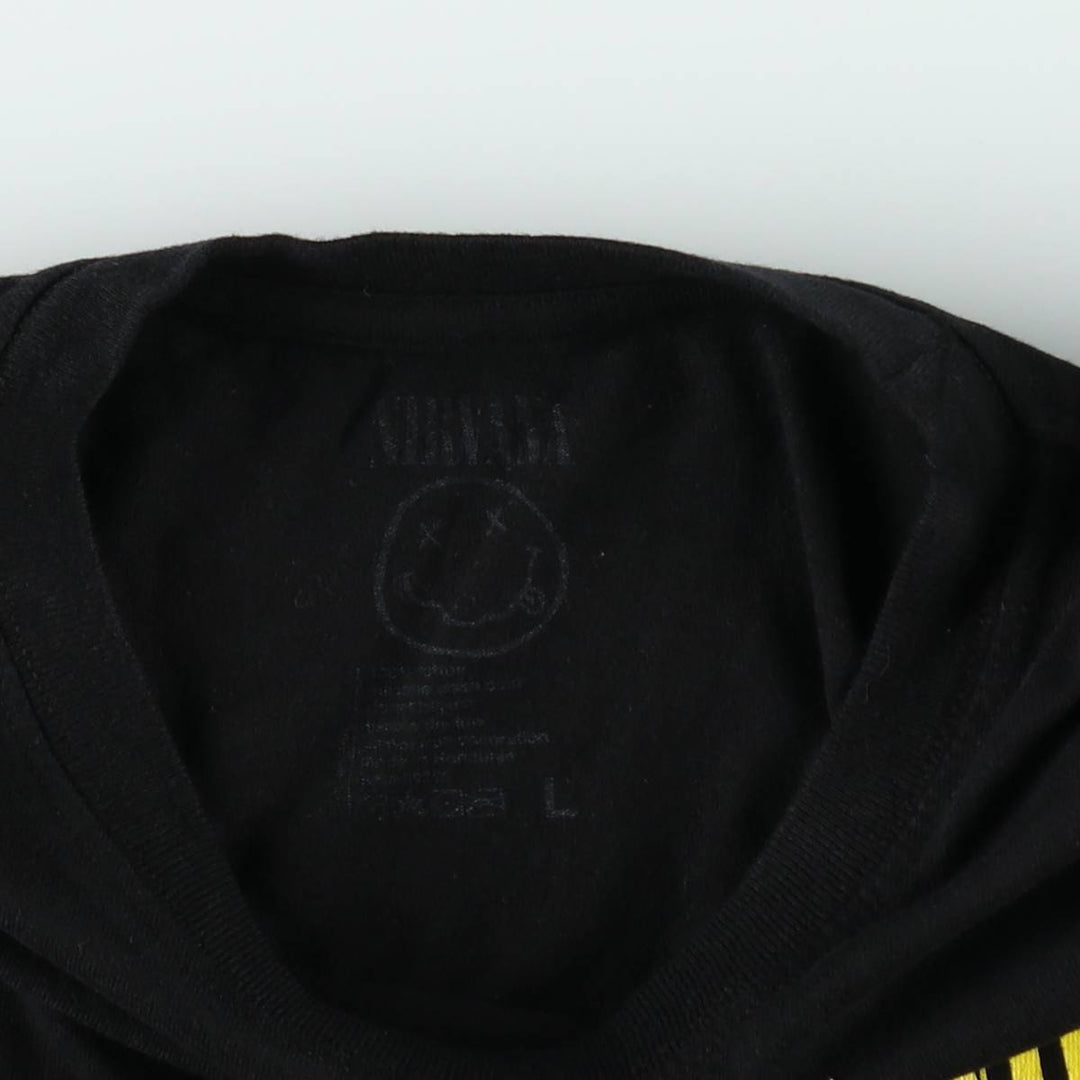 NIRVANA Nirvana Band T-shirt, Band T, Men's L size cotton black type Vintage Second Hand