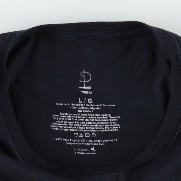 PINK FLOYD Pink Floyd Band T-shirt Band T Men's L size cotton black type Vintage Second Hand