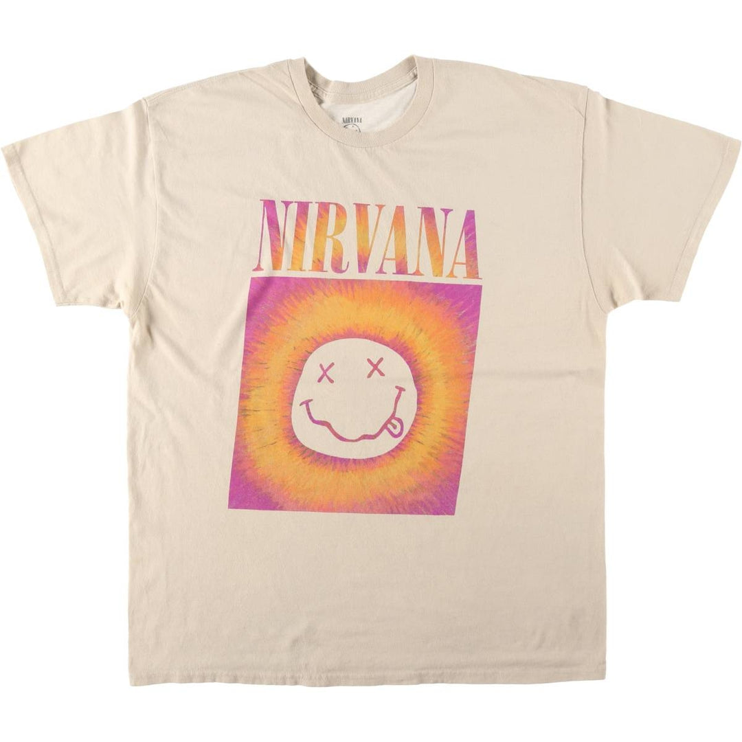NIRVANA Nirvana Band T-shirt, Band T, Men's XL size cotton Beige type Vintage Second Hand