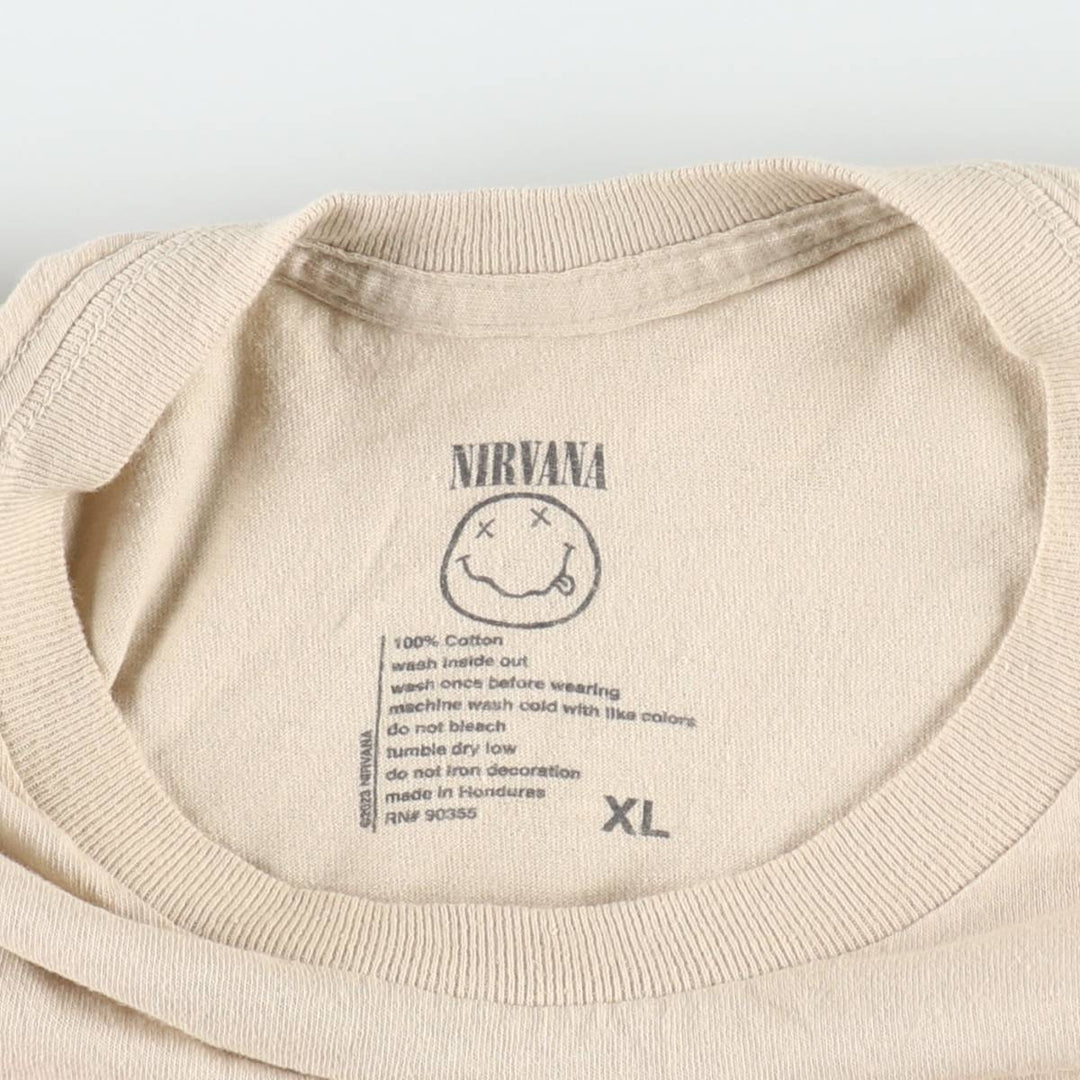 NIRVANA Nirvana Band T-shirt, Band T, Men's XL size cotton Beige type Vintage Second Hand