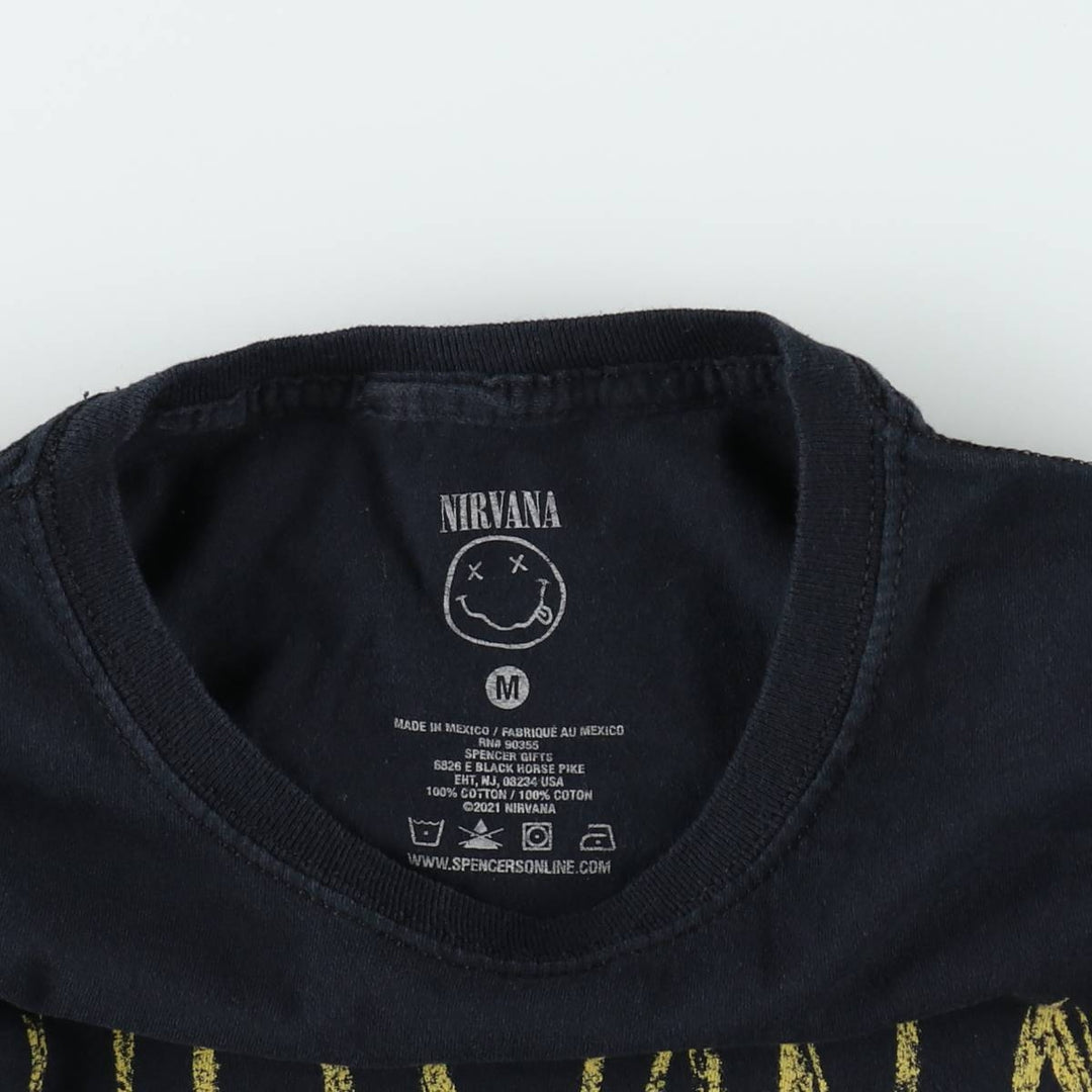 NIRVANA Nirvana Band T-shirt, Band T, Men's M size cotton black type Vintage Second Hand
